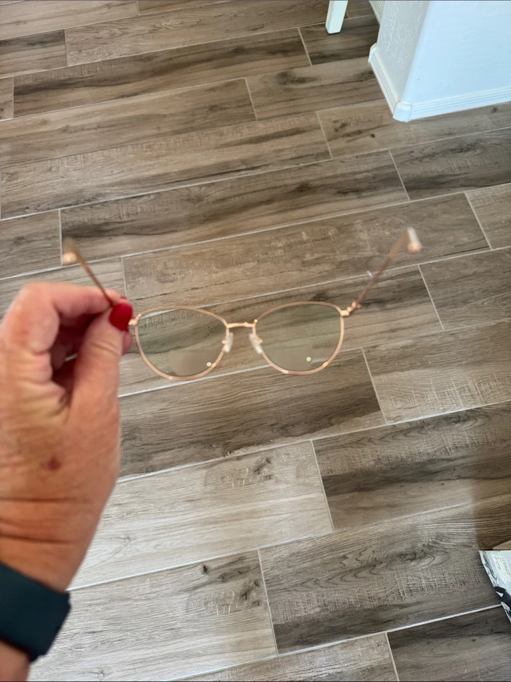 Escada rose gold thin metal frame glasses